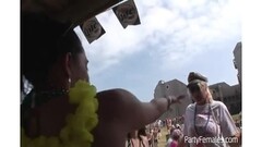 Outdoor partying frisky young girls Thumb