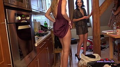 Sexy and Horny Girls dance and show High Heels Legs in Dress and Short Mini Skirts Panties and No Pa Thumb
