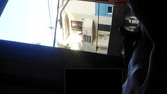 Flash dick masturbation to curious neighbor that look many times Thumb