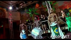Strumpets with deep mouths show their skills at a sex party Thumb
