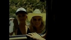 Two hitch hicking blonde honeys Katie Gold and Shay Sweet share stud'_s cock in the back of his  Thumb